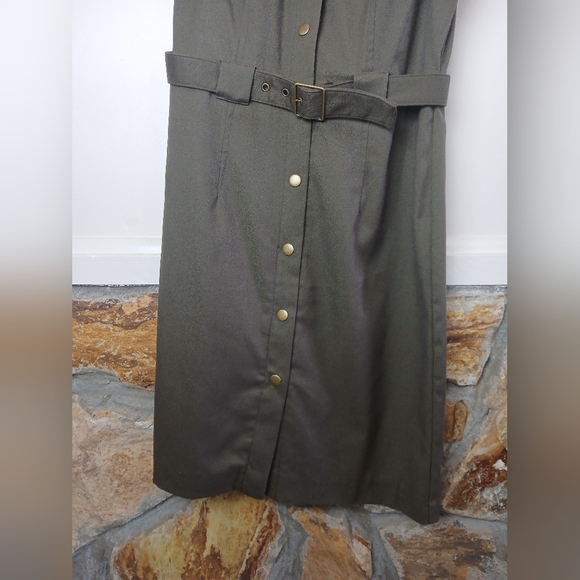 Banana Republic Like New Army Green Sleeveless button up Dress with Belt Size 0 - Picture 4 of 14